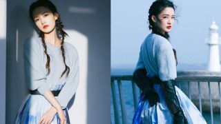 李沁,純愛片,扎染,戀歌,藍白,長裙 李沁冬日戀歌大片曝光 穿藍白扎染長裙仿佛純愛片女主角