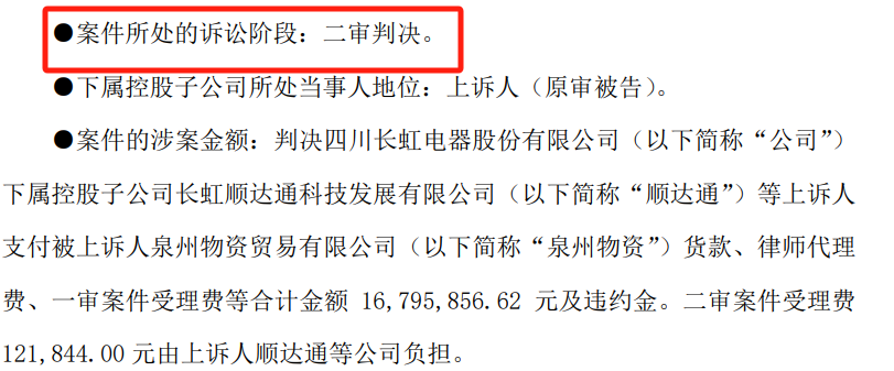 四川長虹,訴訟,子公司,控股,涉及 四川長虹控股子公司涉及訴訟