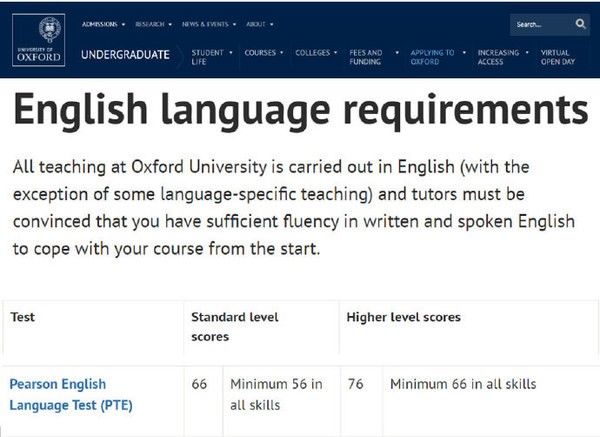 PTE 牛津大學 學術英語考試 PTE學術英語考試獲得牛津大學認可