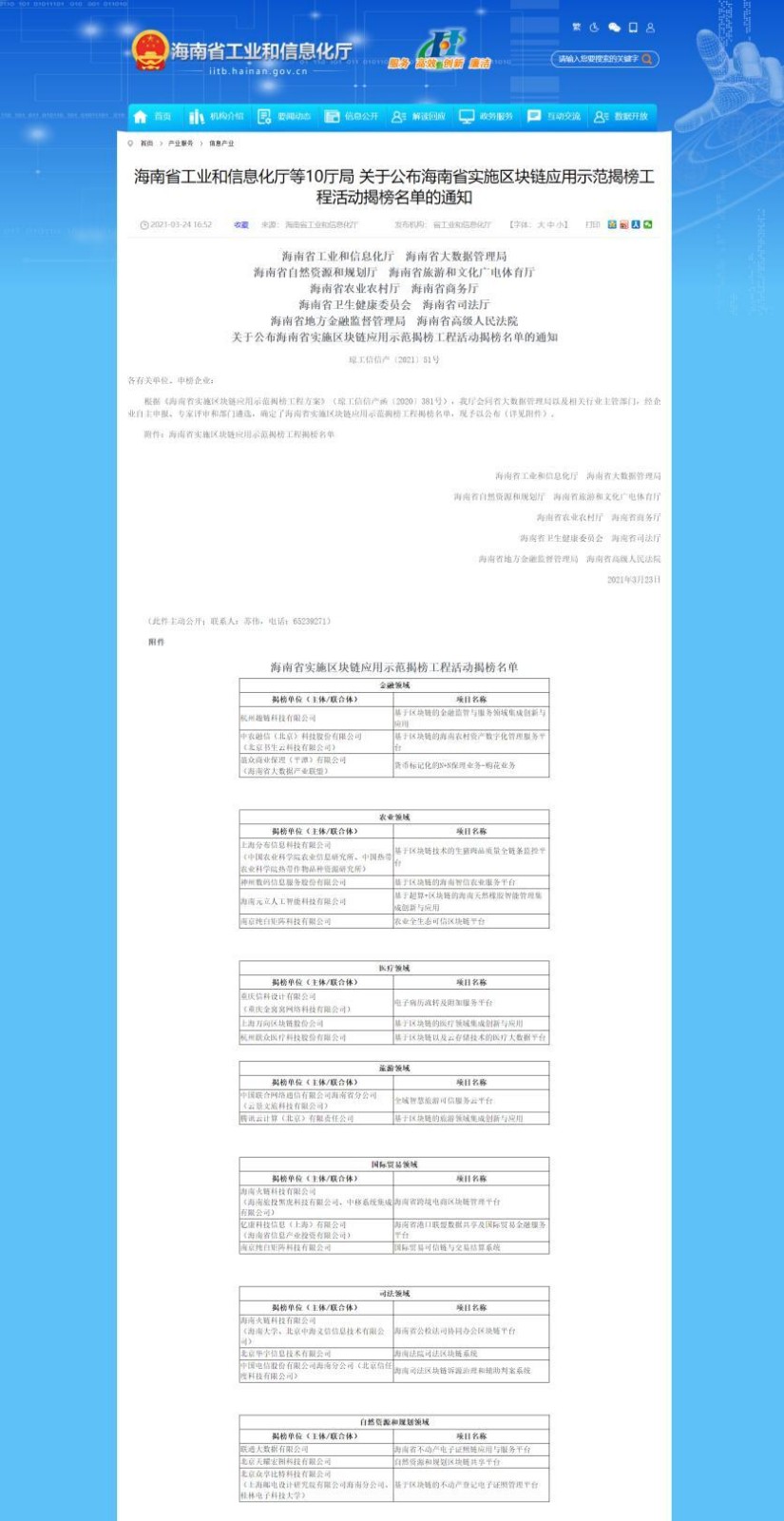 重慶信科 金窩窩 揭榜工程 重慶信科與重慶金窩窩 入選海南省區塊鏈應用示范揭榜工程